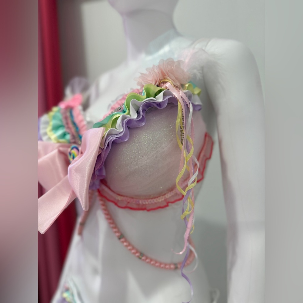 Candy Rave Festival Costume Bra Set D-DD, XS thong - Picture 10 of 12